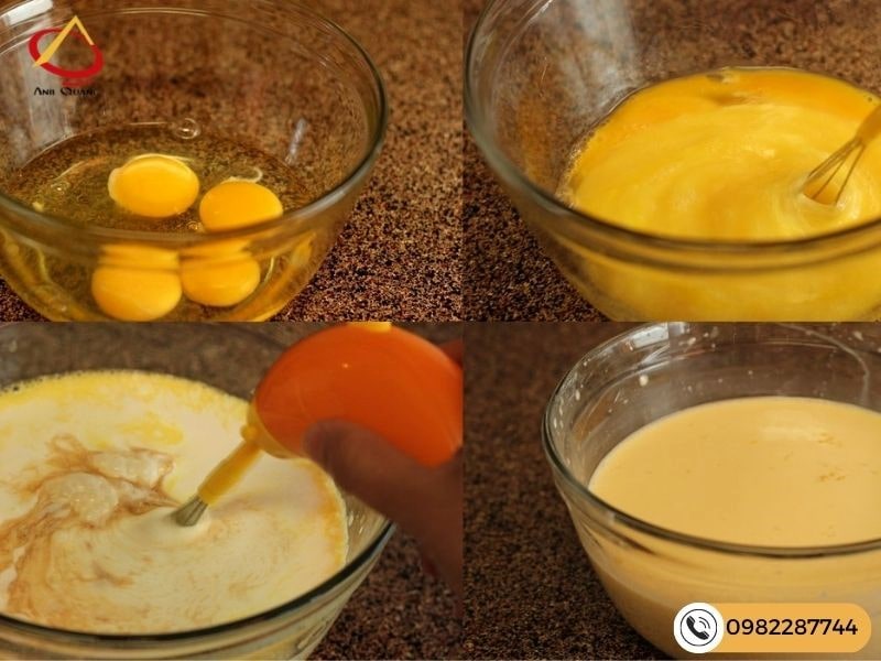 Bước 1 - Tạo hỗn hợp trứng sữa làm bánh flan