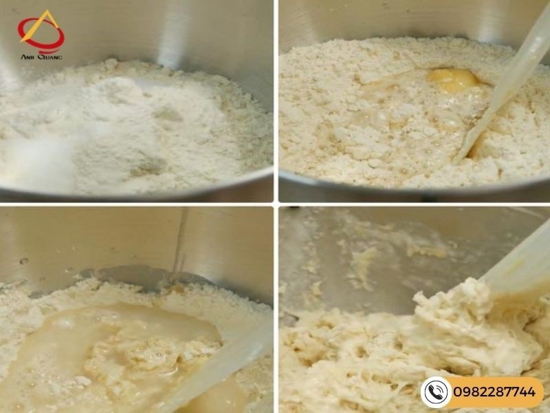 Bước 1 - Trộn bột mì làm bánh