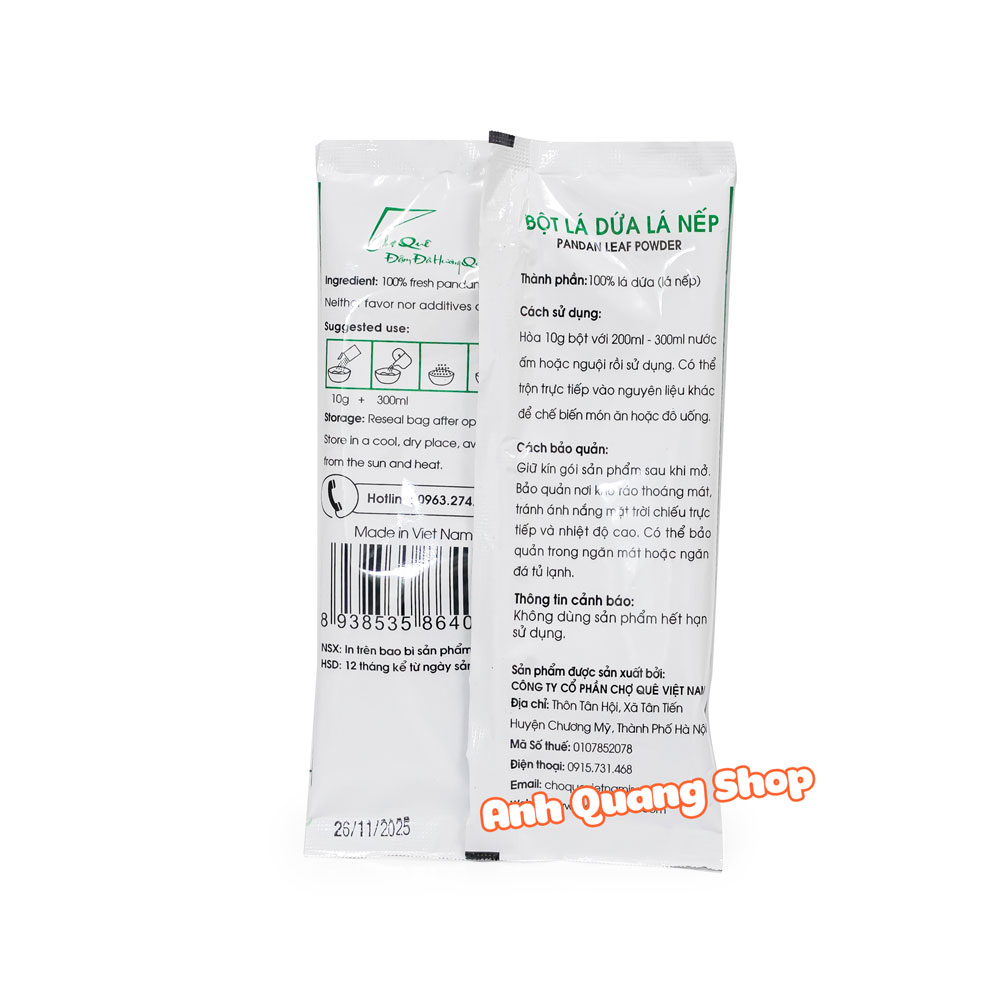 Bột lá nếp, lá dứa nguyên chất