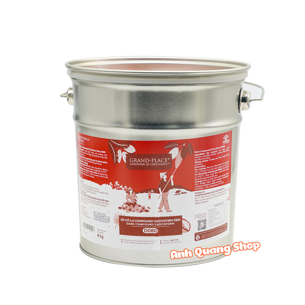 Socola sệt compound chocoform đen Puratos 4kg d080
