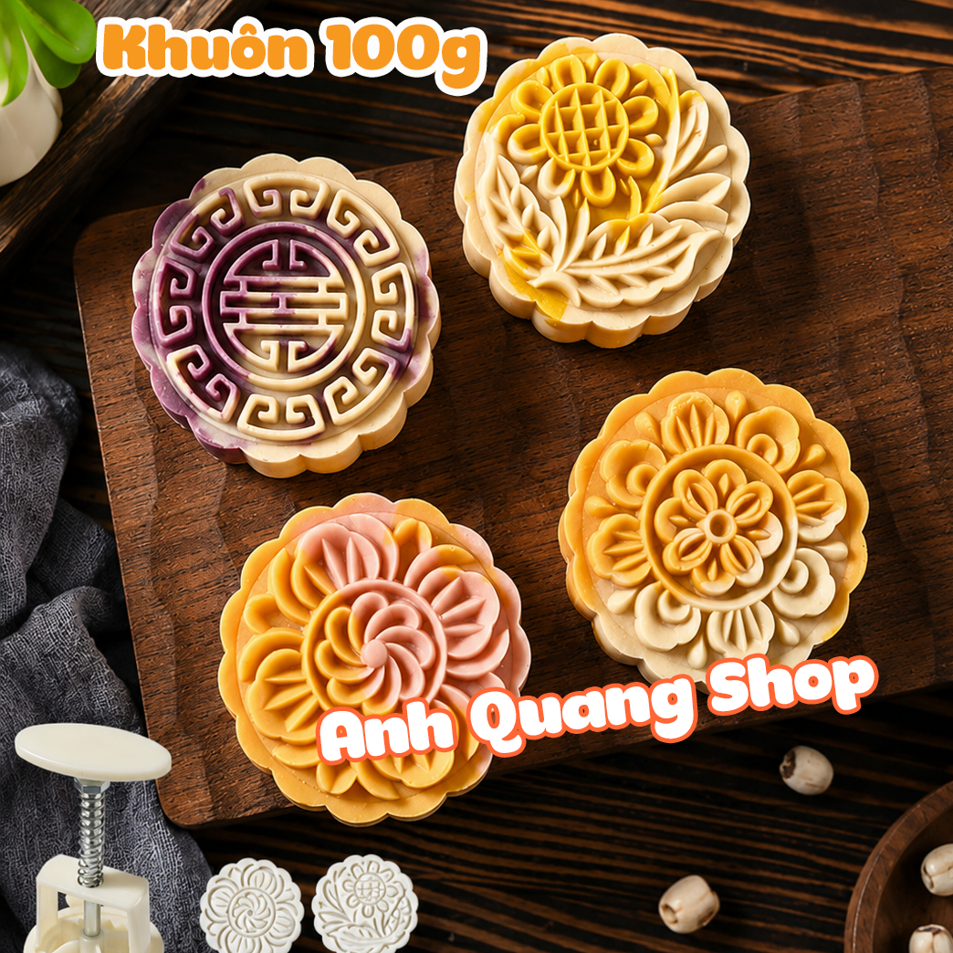 Khuôn trung thu vuông 2026 Hoa cuc 100g