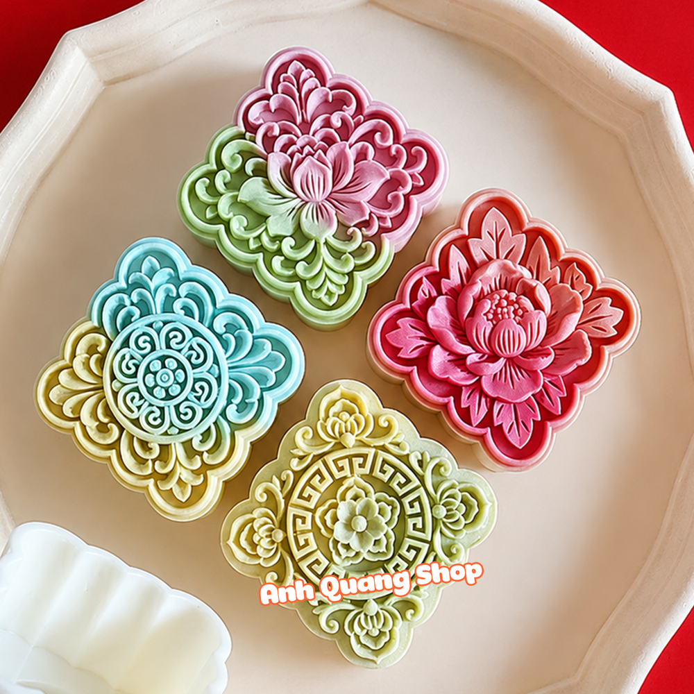 Khuôn trung thu vuông 2026 Hoa 150g